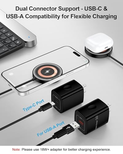 Image of 15W Magnetic Wireless Charger for Samsung, USB-C /A Magsafe Charger Pad | Designed for Magnetic Wireless Charging with Compatible Samsung Galaxy S26 Ultra, S25, S24 FE, S23 and S22 series, iPhone