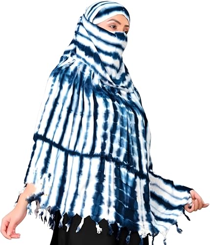 Image of Cotton Long Scarf Cum Mask Scarves Usable for Vehicle Driver | White Printed Design Fabric | Universal Size | Soft & Breathable Sun Protection | For Girl & Women