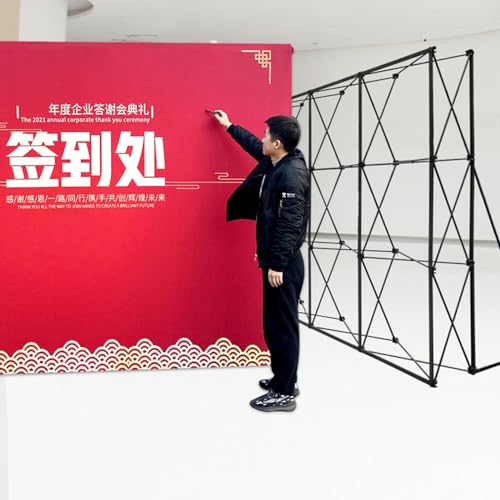 Supporto per fondale fieristico Leggero e Portatile - Cornice per Banner Pop-up per Eventi e Servizi fotografici, Altezza 10 Piedi x Lunghezza 15 Piedi, Facile da installare e trasportare