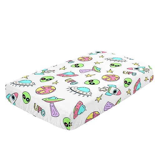 Image of 3pc Crib Bedding - Rocket Printed Nursery Bedding Set, Crib Sheet & Skirt