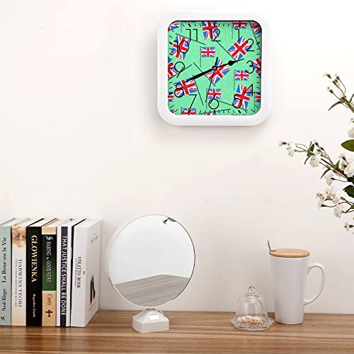 Pendule murale Union Jack silencieuse de 26x26cm pour décoration maison