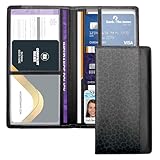 FinestHouse Car Registration and Insurance Holder with Magnetic Closure, Universal Document Organizer for License, Insurance Cards & Glove Box Storage (Leopard-Black)