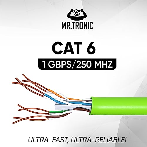 Image of Mr. Tronic 100m Cat 6 Ethernet Cable (Green, 100 Meters, Compatible with Routers, Modems, Switches, Smart TVs, PCs, Laptops, Phones, 4K HDTVs, Video Game Consoles)