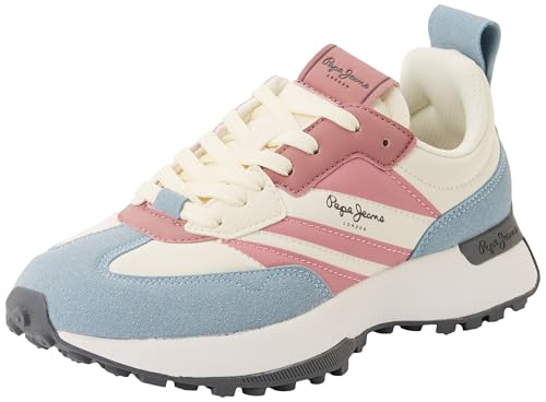 Pepe Jeans Tenis W Stripes para Mujer, Rosa Pizarra Rosa, 3 UK