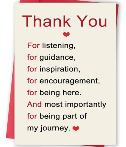 FANCYLUCKY Thank You Card, Appreciation Card for Teachers Mentors Colleagues Friends Family, Thank You Gifts for Women Men