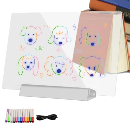 Lampe de lecture plate et ardoise lumineuse LED portable effaçable pour l'art nocturne