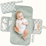Tiny Twinkle Portable Baby Changing Mat – Foldable & Washable Travel Changing Pad – Diaper & Nappy Changing Mat with Smart Wipes Pocket & Storage (Green Plaid)