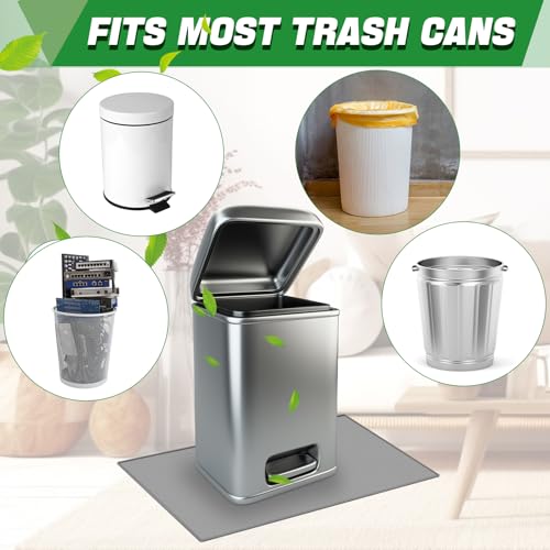 Image of Tinideya Waterproof Trash Can Mat with Raised Edge Non Slip Under Garbage Mat Trash Can Pads Protective Silicone Rubber Tray for Kitchen to Avoid Spills Floor Scratches(Gray,11.8 inch X 18.9 inch)