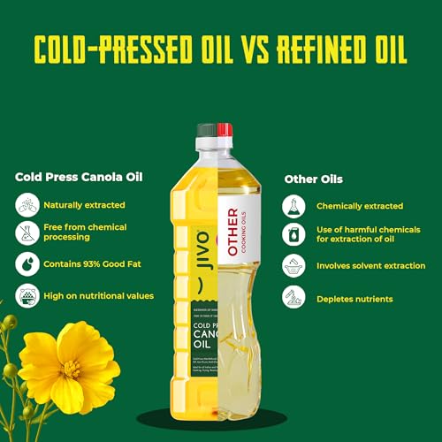 Image of Jivo Cold Pressed Canola Oil 5 Litre | Natural Edible Cooking Oil | Ideal for Daily Family Cooking, Frying & Baking
