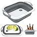 Tabla de Cortar Plegable 3 en 1, Cesta de Drenaje con Escurridor de Drenaje Multifunción Cesta de Almacenamiento Portátil de Cocina para Acampar (Gris)