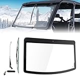 KEMIMOTO Scratch Resistant UTV Glass Windshield with Manual Wipers Compatible with Polaris Ranger 1000/CREW 1000/XP 1000/Crew XP 1000 /900/ XP 900/Crew XP 900, DOT Approved Front Windshield