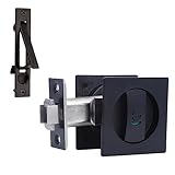 Dontay Pocket Door Color Coded Indicators Lock,Privacy (Bed/Bath) Handles Latch, 2-3/8' Backset, Hardware for 1 3/8″ to 2 3/16″ Thickness Door(Including Edge Pull, Matte Black, Square - 1 Pack)
