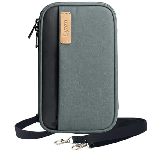 Image of Travel Passport Holder Cover with Detachable Strap | Zip Closure Travel Bag for Men & Women | Organizer Pouch for Compartment for Boarding Pass, Cheque Book, Cards, Cash, Keys & Pen (Grey)