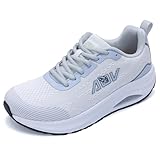 SHNMAE Women's Wide Walking Shoes with Arch Support Wide Toe Box Tennis Sneakers Orthotic Plantar Fasciitis Shoes for Standing All Day WhiteGrey 8