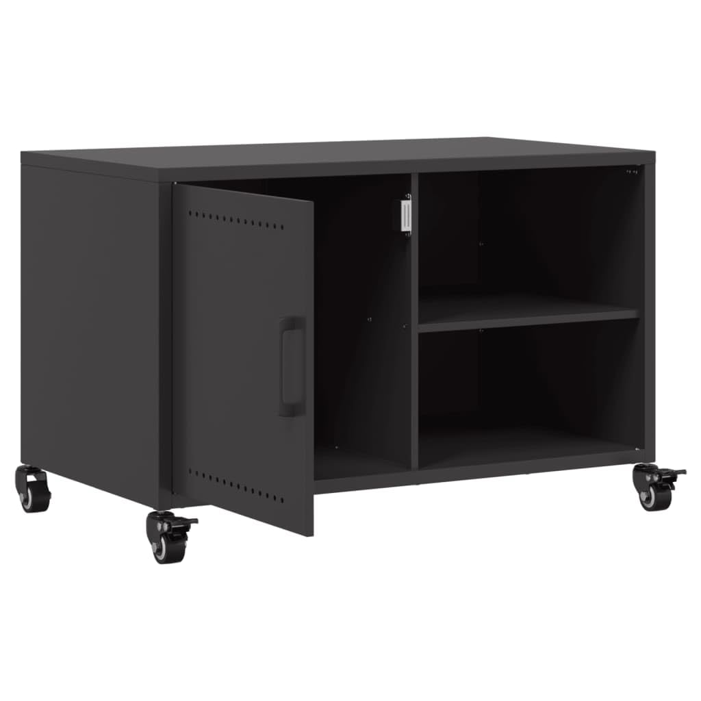 vidaXL Mobile TV Nero 68x39x43,5cm in Acciaio Laminato a Freddo, Mobile Porta TV, mobiletto HiFi, Mobile per dispositivi multimediali, Supporto TV