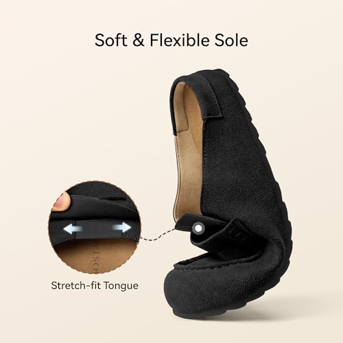 Image of BOSTANTEN Clogs for Women Wide Width Comfortable Suede Mules with Soft Footbed and Arch Support, Cute Slip On Potato Shoes