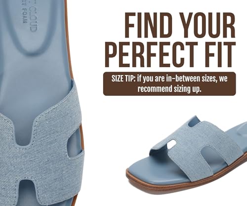 Image of Project Cloud 100% Genuine Leather Sandals for Women 2026 - Fashion Flat Womens Sandals with Memory Foam Insole Slides Sandals Women Footwear - Mules Women's Sandals (Jannel)