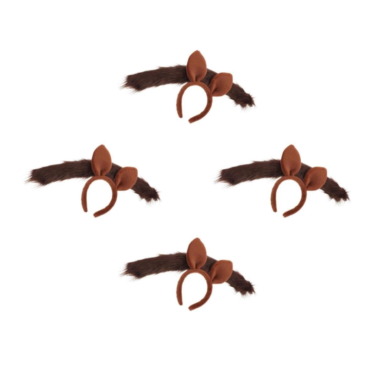 Healvian 4 Juegos Diadema Orejas de Caballo de Felpa Marrón para Cosplay y Festivales, Diseño Realista y Cola Ajustable para Máxima Comodidad en Adultos