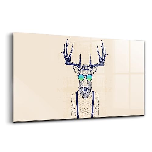Abstraction des cerfs avec des caractéristiques humaines tableau verre 100x50