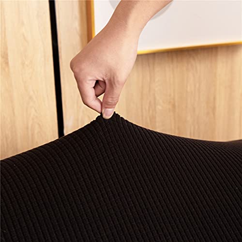 Cornasee Stretch Ottoman Cover Rectangle,Footstool Slipcover Storage Stool Furniture Protector Modern Style (Black,X-Large) #TOP4