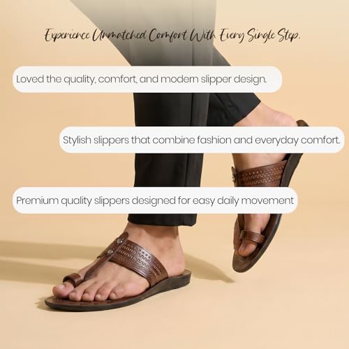 Image of Poddar Slippers, Sandals & Chappals for Men | Synthetic Leather Comfortable Footwear | Daily Use, Casual, Party, Stylish, Durable, Waterproof, Soft Sole, Anti-Slip (30052 Slipper)