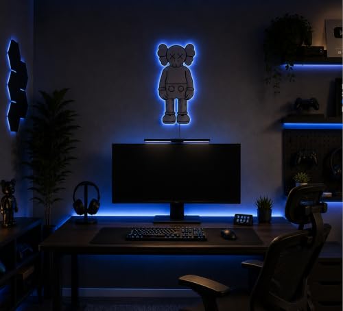 Image of AD INFINITUM LED Wall Lamp, Comic Lover, Bat Cave, Night Lamp, for Gift, Kids Room, Gaming Setup, Gaming Room, Man Cave (KAWS Mirror Backlit)