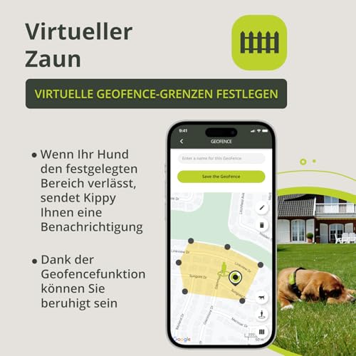 Kippy Dog | GPS for Dogs - Waterproof GPS Tracker for Dogs with Collar Attachment - Activity and Health Tracker for Your Dog, with Virtual Fence and Notifications - Green Color