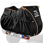 ZCOINS Housse de transport pour 2 vélos – pour Porte-Vélos à Plateforme sur Attelage, Bâche 600D Oxford Imperméable & Anti-déchirure, Protection Complète Contre la Pluie, la Poussière et les UV