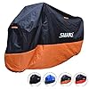 SMARCY Housse de Protection pour Moto, Bâche Moto XXXL, Abris Moto Extérieur, Couverture Polyester pour Moto Scooter, Noir Orange, 295 * 110 * 140 CM