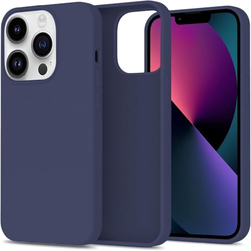 Image of DIZORO Silicone Back Case for iPhone 14 Pro, Soft-Touch Phone Microfiber Silicone Back Cover for iPhone 14 Pro - Navy