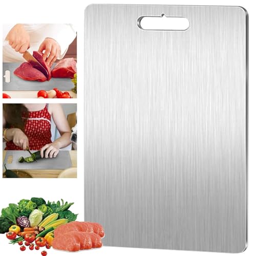 Planche à découper en acier inoxydable anti-odeurs et double face pour couper viande et fromage