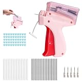 clothes stitch gun tagging gun for clothing for clothes，Single needle mini clothing embroidery sewing gun，the stitchy quick stitch sewing gun for clothes ，6-pin label gun and 2000 fasteners（Pink）
