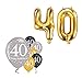 Produktbild Feste Feiern Party-Deko zum 40. Geburtstag 8 Teile Set Zahlenballon Luftballon Folie Zahl 40 Gold Schwarz Silber metallic Dekoration Happy Birthday 40