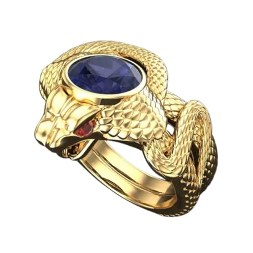 IshaanJewel Men's Snake Head Statement Ring 14K Yellow Gold Plated