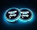 2pcs LED Car Cup Holder Lights for Jeep, 7 Colors Changing USB Charging Mat Luminescent Cup Pad, LED Interior Atmosphere Lamp (Jeep face)