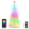 REYLAX 8FT Outdoor Christmas Cone Tree with 340 LEDs, RGB Color Changing Pre-lit Smart Christmas Tree Lights, DIY Lightshow, Music Sync, Outdoor Decoration Lights, App & Remote Control
