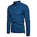 Langarm Shirt mit Knopfleiste Lässig Slim Fit Langarm t Shirt Mode Slimmer Long Casualarm fit Leinen Fester Kragenständer Herren T-Shirt Herrenbluse Hemd Herren Leinen