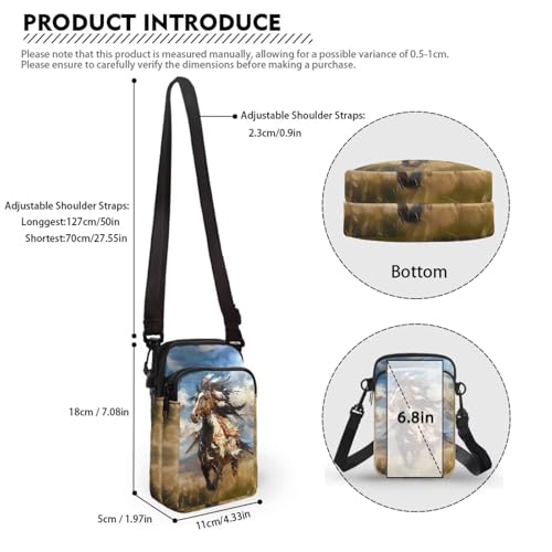Image of Hawaiian Tribal Small Crossbody Bags for Women Cell Phone Bag Purse, Sea Turtle Zipper Sling Purses Shoulder Bag