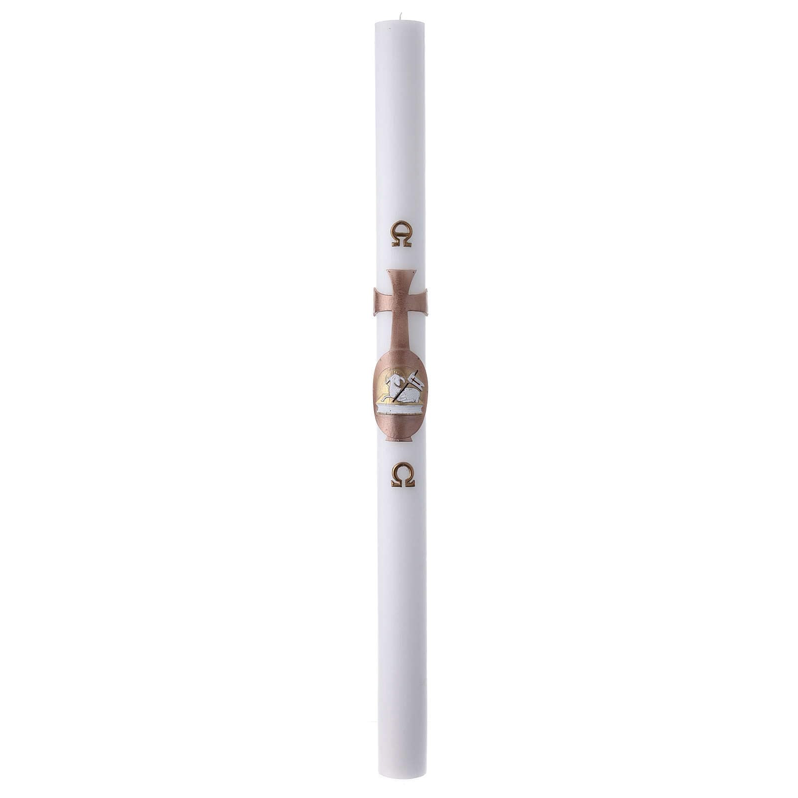 White Paschal Candle, 3x47 in, Lamb with Book