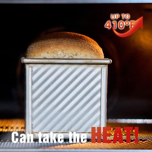 Image of KITESSENSU Pullman Loaf Pan with Lid, 1 lb Dough Capacity Non-Stick Bakeware for Baking Bread, Carbon Steel Corrugated Bread Toast Box Mold with Cover for Baking Bread, Silver (Pack of 2)