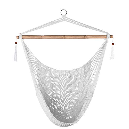 Lazy Daze Hanging Chair - Cotton Rope, 40in Wood Bar, 300 lb