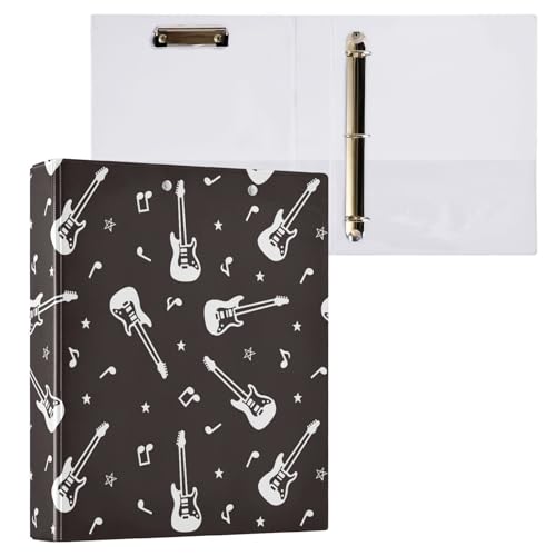 Classeur 3 anneaux guitare noir et blanc 3,8 cm avec poches