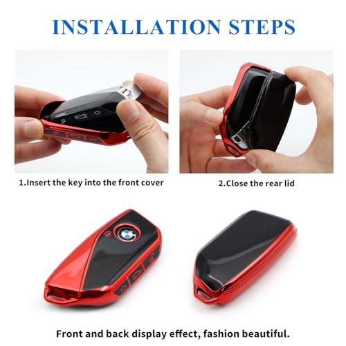 Image of Creativity For BMW X5 Key Fob Cover accessories (Red Key Case) | Advanced soft TPU key box Suitable for BMW 2023-2026 New 5 7 Series iX XM IX3 i7 X1 X5 X6 X7 key