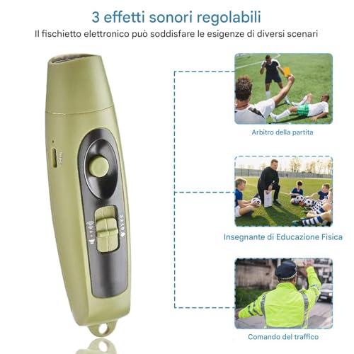 Sifflet electrique multifonction 3 bruits reglables avec lampe led rechargeable