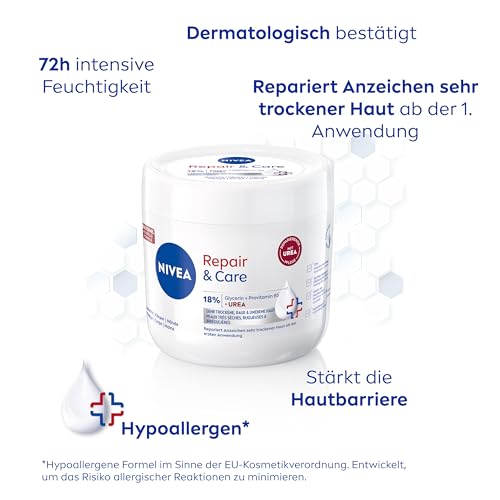 NIVEA Repair & Care Creme Glycerin + Urea (400 ml), intensiv pflegende Creme für 72h Feuchtigkeit… – Ansicht 2