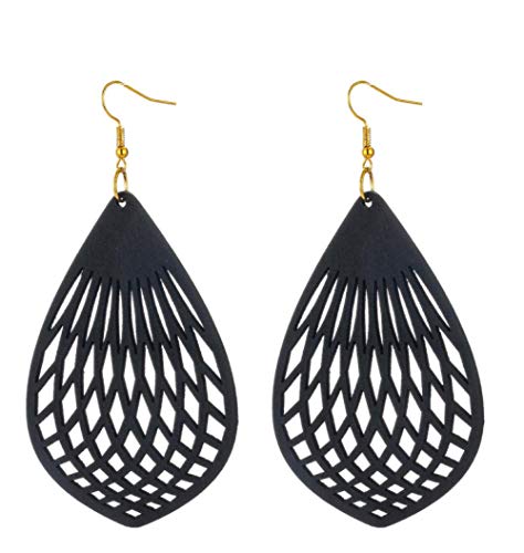 Preisvergleich Produktbild Empty Tropfen Ohrringe Ethnische afrikanische Hohle Holz Lange Anhänger Ohrringe Modeschmuck Glühbirne Muster baumeln Ohrringe