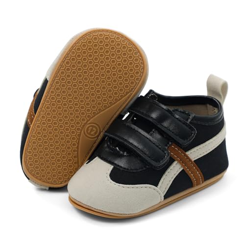 MASOCIO Chaussures Premier Pas Garcon Fille Chaussure de Marche Baskets Bébé Garçon Taille 20 Chausson Souple 12-18 Mois Noir – vue 5