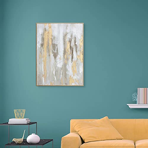 Gold Abstract Wall Art Decor - Framed Abstract Canvas Artwork With Gold Foil And Texture For Modern Style Decor, Ready To Hang #TOP3