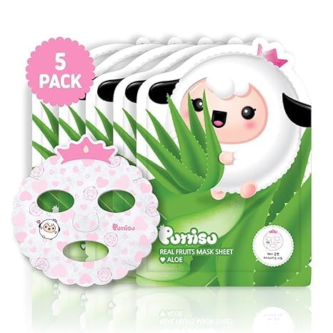 Miniatura 2 de Puttisu Mascarilla facial de fruta real para niños hecha con 100 algodón hidrata calma e hidrata la piel Aloe paquete de 5