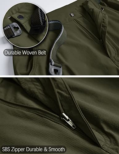 Men's Cargo Work Hiking Pants Lightweight Water Resistant Quick Dry Fishing Travel Camping Outdoor Breathable Multi Pockets Army Green M #TOP2